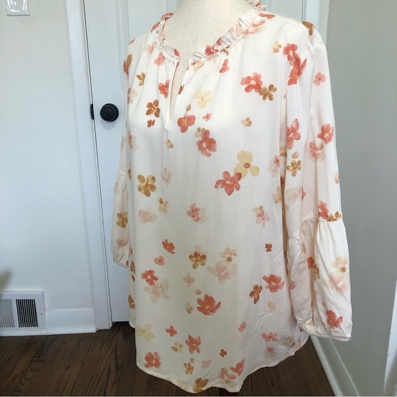 Como Blu Woven Peasant Top Blouse Boho Floral - Picture 2 of 8